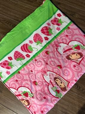 Strawberry Shortcake Franco Twin Flat Sheet Pink & Green Cotton VGC